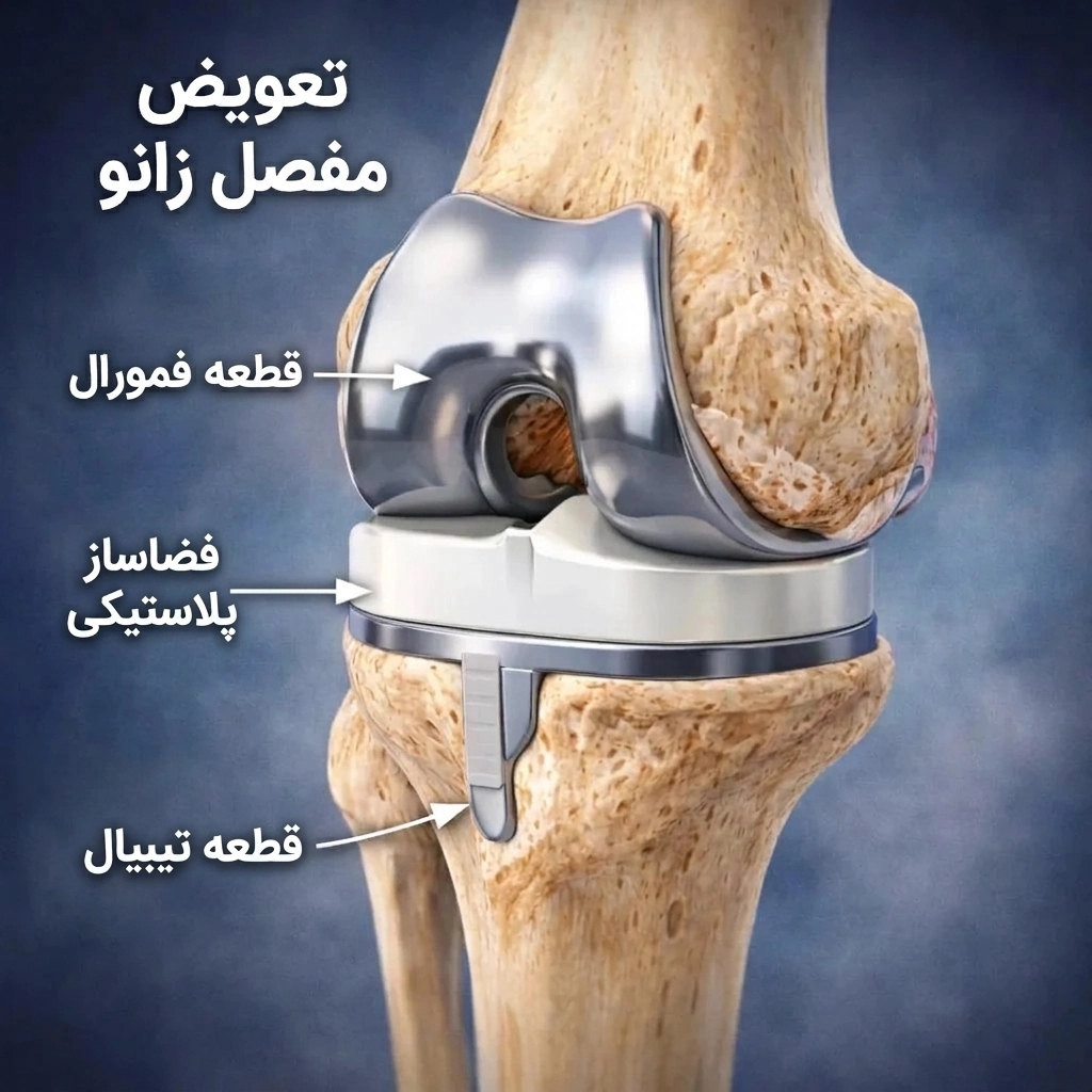 اجزای پروتز در جراحی تعویض مفصل زانو